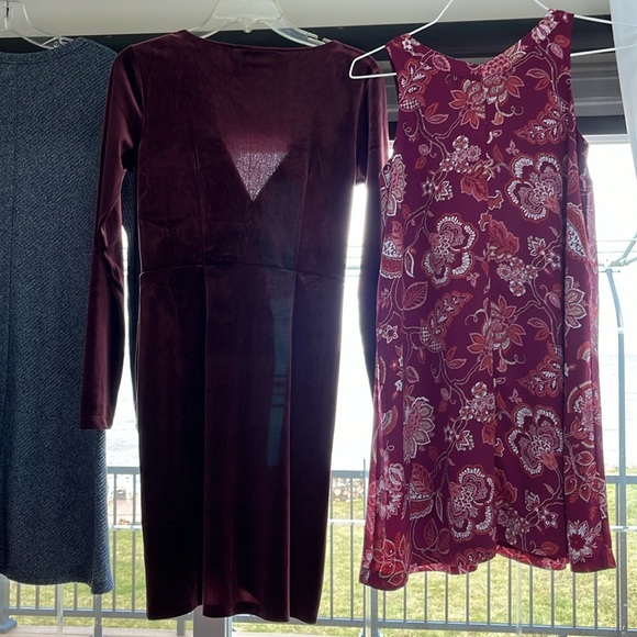 XS Loft GAP & Old Navy LOT 4 dresses velvety mauve long sleeve holiday, spandex - Picture 6 of 13